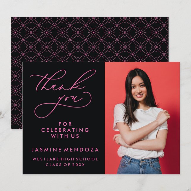 SIMPLE WHIMSICAL CALLIGRAPHY GRADUATION THANK YOU (Front/Back)