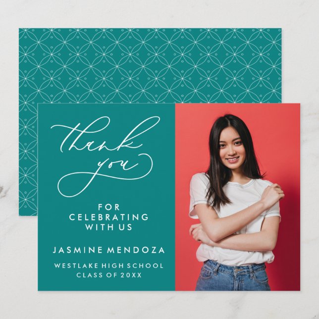 SIMPLE WHIMSICAL CALLIGRAPHY GRADUATION THANK YOU (Front/Back)