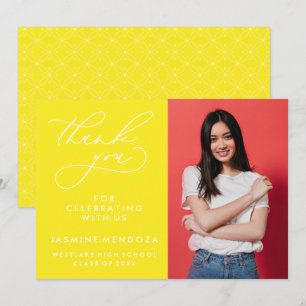 SIMPLE WHIMSICAL CALLIGRAPHY GRADUATION THANK YOU CARD