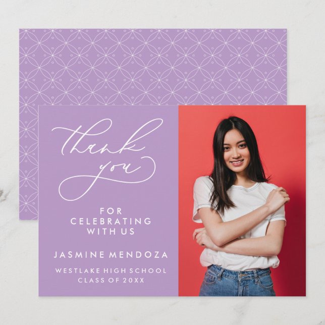 SIMPLE WHIMSICAL CALLIGRAPHY GRADUATION THANK YOU CARD (Front/Back)