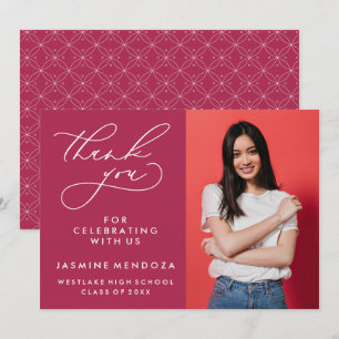 SIMPLE WHIMSICAL CALLIGRAPHY GRADUATION THANK YOU CARD