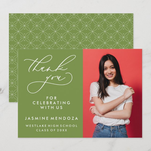 SIMPLE WHIMSICAL CALLIGRAPHY GRADUATION THANK YOU CARD (Front/Back)