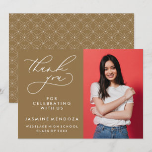 SIMPLE WHIMSICAL CALLIGRAPHY GRADUATION THANK YOU CARD