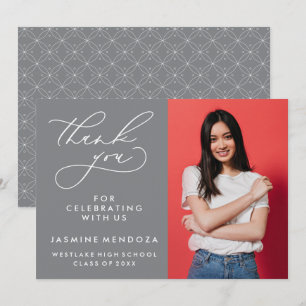 SIMPLE WHIMSICAL CALLIGRAPHY GRADUATION THANK YOU CARD