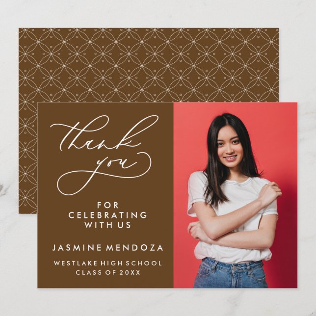 SIMPLE WHIMSICAL CALLIGRAPHY GRADUATION THANK YOU CARD (Front/Back)