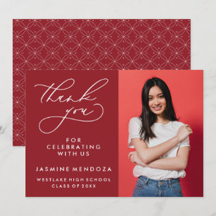 SIMPLE WHIMSICAL CALLIGRAPHY GRADUATION THANK YOU CARD