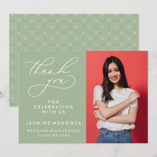 SIMPLE WHIMSICAL CALLIGRAPHY GRADUATION THANK YOU CARD (Front/Back)