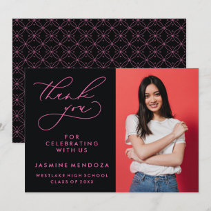 SIMPLE WHIMSICAL CALLIGRAPHY GRADUATION THANK YOU CARD