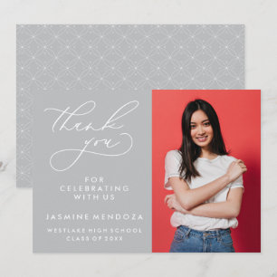 SIMPLE WHIMSICAL CALLIGRAPHY GRADUATION THANK YOU CARD