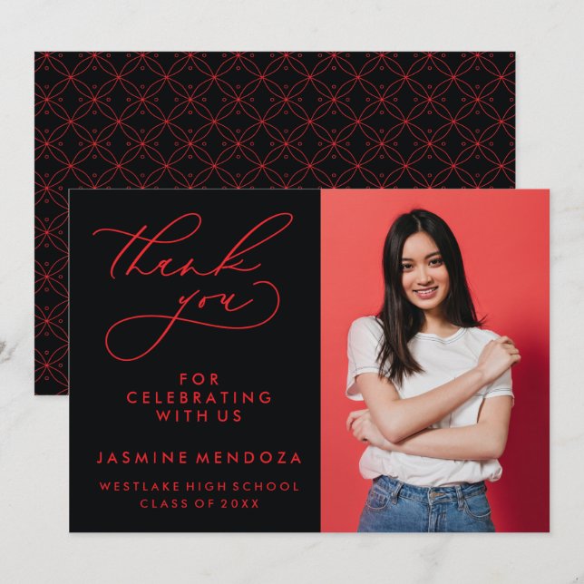 SIMPLE WHIMSICAL CALLIGRAPHY GRADUATION THANK YOU CARD (Front/Back)