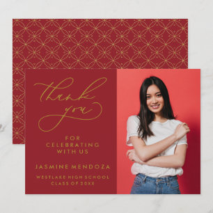 SIMPLE WHIMSICAL CALLIGRAPHY GRADUATION THANK YOU CARD