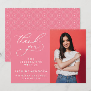 SIMPLE WHIMSICAL CALLIGRAPHY GRADUATION THANK YOU CARD