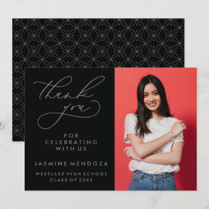 SIMPLE WHIMSICAL CALLIGRAPHY GRADUATION THANK YOU CARD