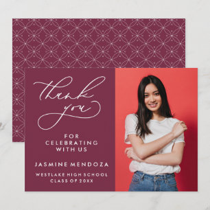 SIMPLE WHIMSICAL CALLIGRAPHY GRADUATION THANK YOU CARD