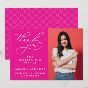 SIMPLE WHIMSICAL CALLIGRAPHY GRADUATION THANK YOU CARD