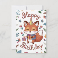 Simple Whimsical Fox Birthday