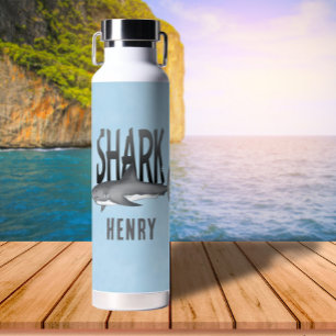 Simple Whimsical Fun Ocean Cool Shark Bite  Water Bottle