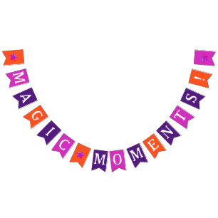 Simple Whimsical Girly Colourful Glitter Stars Bunting Flags