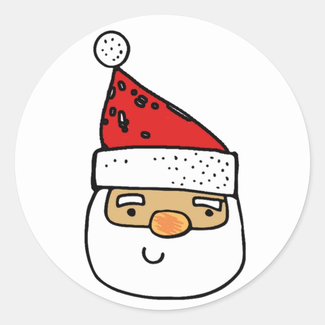 Simple Whimsical Santa Claus Christmas Classic Round Sticker (Front)