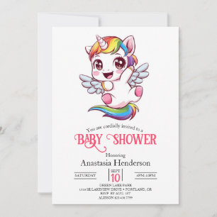 Simple Whimsical Unicorn Baby Shower Invitation