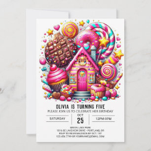 Simple Whimsy Candyland Digital Birthday Invitation