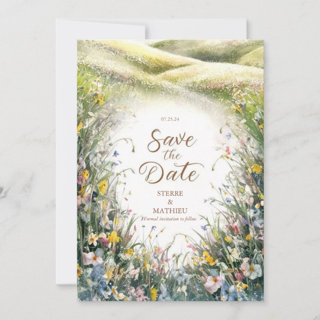 Simple Whimsy Wildflower Wedding Save The Date (Front)