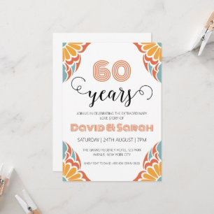 simple white 60th wedding anniversary invitations