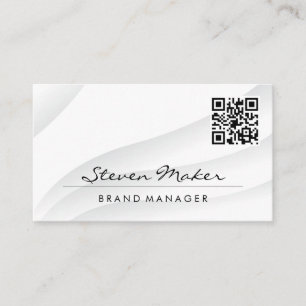 Simple White Abstract   QR Code Business Card