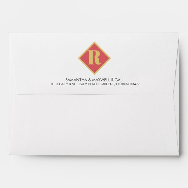 Simple White and Berry Red 5x7 Return Address Envelope (Back (Top Flap))