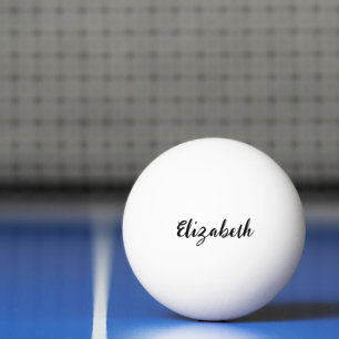 Simple White and Black Cursive Name Script Ping Pong Ball