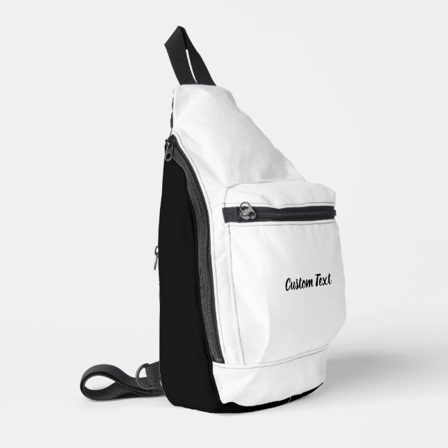Simple White and Black Script Text Template Sling Bag (Left Corner)
