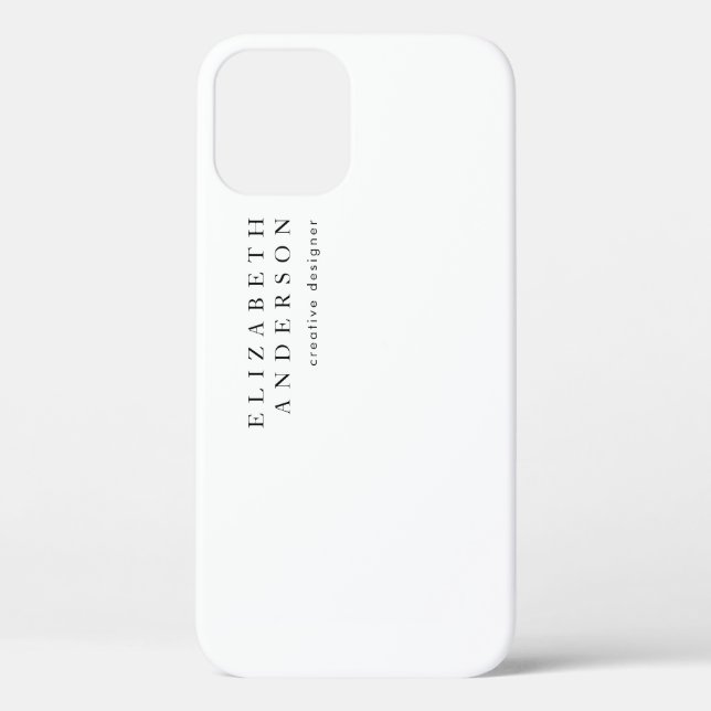 Simple White and Black Text Modern Business Case-Mate iPhone Case (Back)