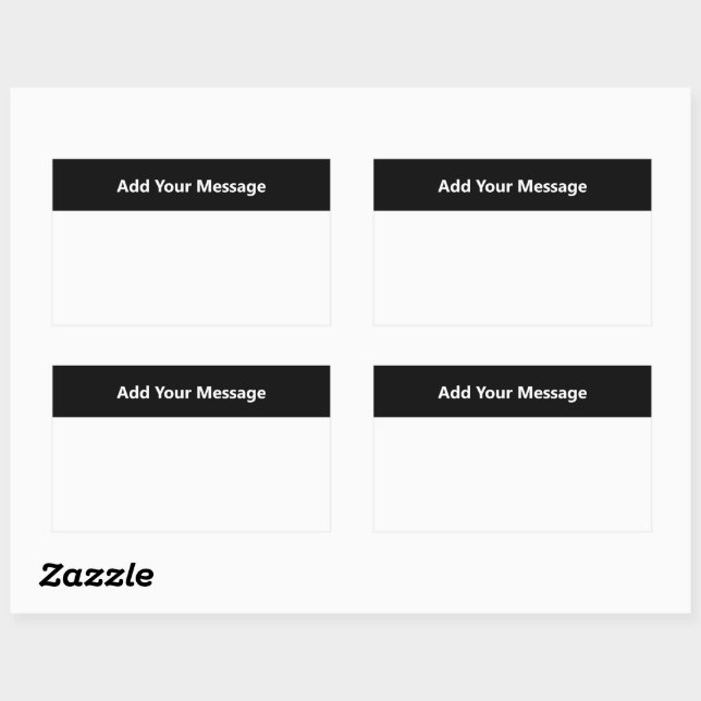 Simple White and Black Top Border Add Your Message Sticker (Sheet)