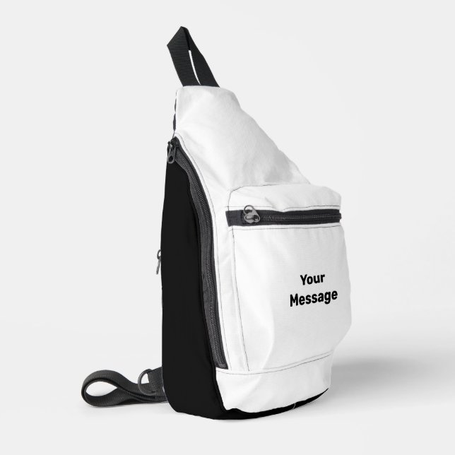 Simple White and Black Your Message Template Sling Bag (Left Corner)