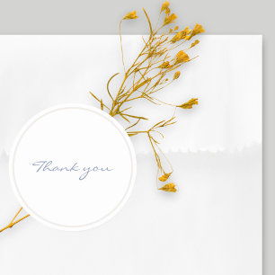 Simple White and Blue Floral Thank You Wedding  Classic Round Sticker