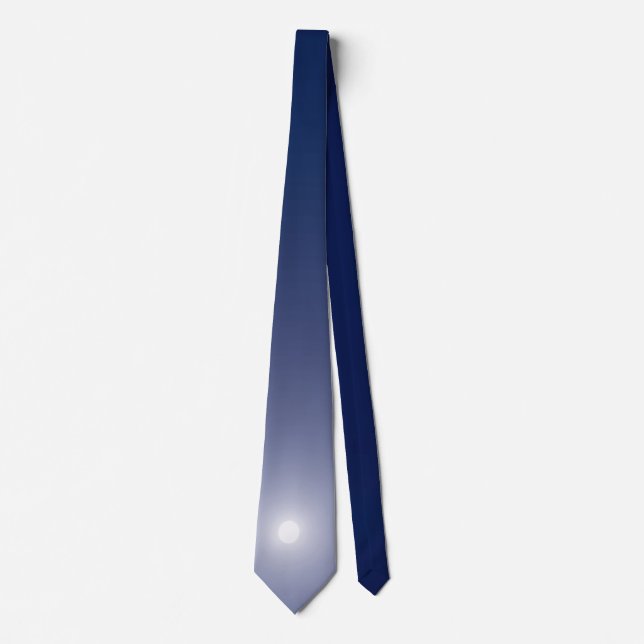 Simple White and Blue Sky and Moon Composition Tie (Front)