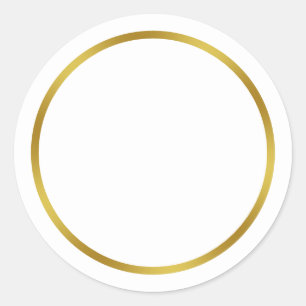 Simple White and Faux Gold Classic Round Sticker