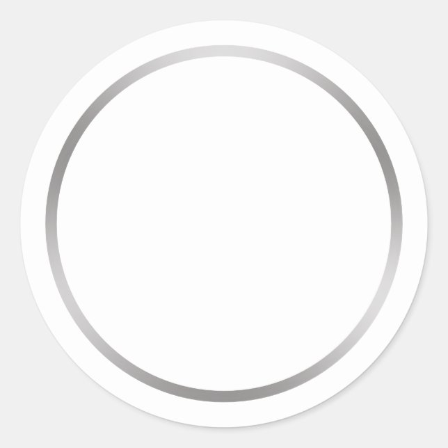 Simple White and Faux Silver Classic Round Sticker (Front)