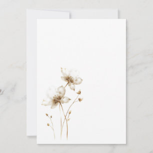 Simple white and gold flower Blank Wedding Invitation