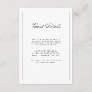 Simple White and Grey Wedding Guest Information Enclosure Card