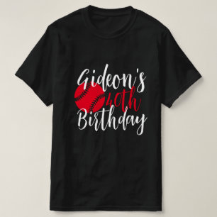 Simple White and Red Name Baseball 40th Birthday T-Shirt