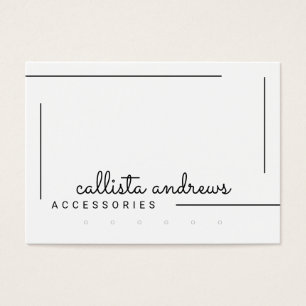 Simple White Black Border Script Earrings Display