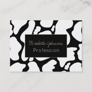 Simple White Black Large cow spots Animal print Business Card
