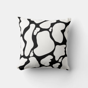 Simple White Black Large cow spots Animal print Throw Pillow