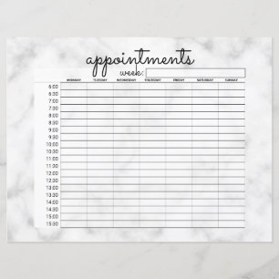 Simple White Black Marble Business Appointments