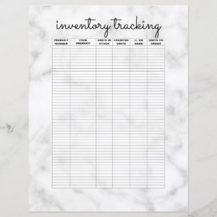 Simple White Black Marble Business Inventory