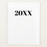 Simple white black modern typography year monogram planner<br><div class="desc">Minimalist black and white modern typography custom simple elegant Planner.
Custom black serif text,  white solid plain background.
You can personalized it with your name,  initials,  monogram,  year,  etc or just delete the text,  and leave the solid plain white colour.</div>