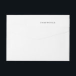 Simple White & Black Modern Wedding Postponed Wrap Around Label<br><div class="desc">Simple White & Black Modern wedding postponed return address label with impressive modern text white label including the family name & return address in black text for a wonderful simple,  modern,  clean themed wedding.</div>