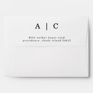 Simple White & Black Monogram Wedding Envelope