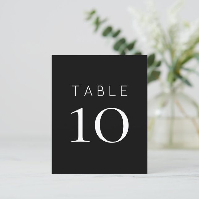 Simple White Black Wedding Table Number (Standing Front)
